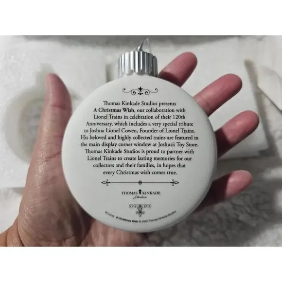 Brand New 2020 Thomas Kinkade Ornament A Christmas Wish 3.5" Round White Holiday - Picture 7 of 10